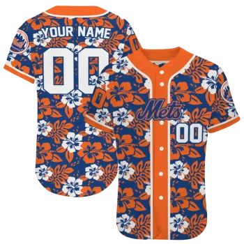 customized new york mets tropical hibiscus orange jersey best selling
