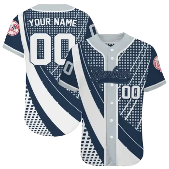 customized new york yankees curved stripes navy white jersey best selling