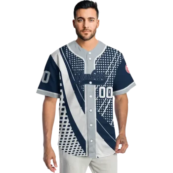 customized new york yankees curved stripes navy white jersey fashion forward
