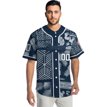 customized new york yankees pineapple palm geo navy jersey fashion forward