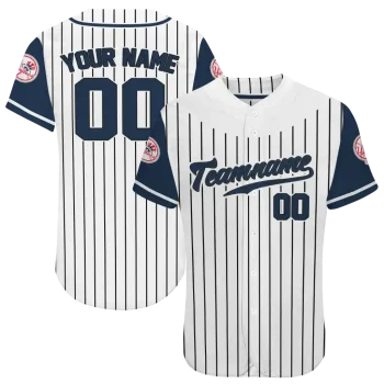 customized new york yankees pinstripe navy white jersey best selling