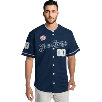 customized new york yankees plain classic navy jersey fashion forward