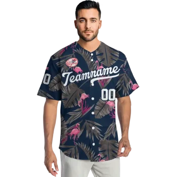 customized new york yankees tropical flamingo navy jersey fashion forward