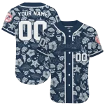 customized new york yankees tropical hibiscus seashells navy jersey best selling