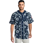 customized new york yankees tropical hibiscus seashells navy jersey best selling