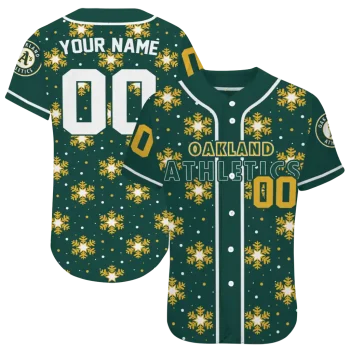 customized oakland athletics snowflake festive green jersey best selling