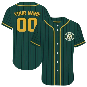 customized oakland athletics stripe pattern green jersey best selling