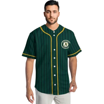 customized oakland athletics stripe pattern green jersey fashion forward