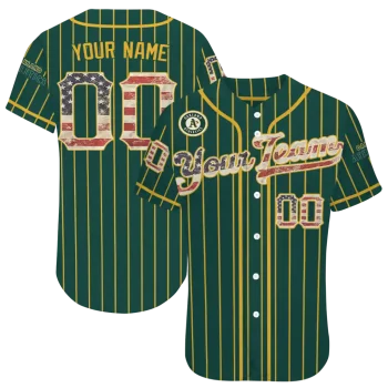 customized oakland athletics vertical stripes green jersey best selling