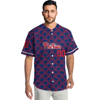 customized philadelphia phillies chevron interlock blue jersey fashion forward