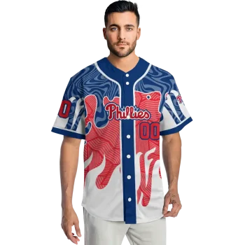 customized philadelphia phillies pattern drip blue white jersey fashion forward
