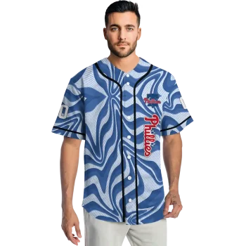 customized philadelphia phillies psychedelic curves blue jersey fashion forward