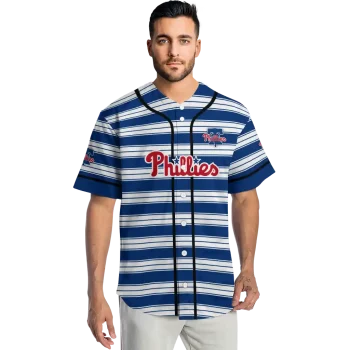 customized philadelphia phillies stripe layers blue white jersey fashion forward