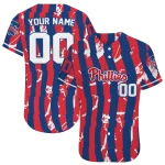 customized philadelphia phillies stripe paint blue jersey best selling