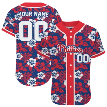 customized philadelphia phillies tropical hibiscus red jersey best selling