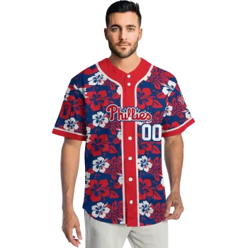 customized philadelphia phillies tropical hibiscus red jersey fashion forward