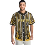 customized pittsburgh pirates blazing stripes black jersey best selling