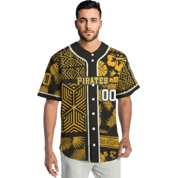 customized pittsburgh pirates pineapple palm geo black jersey fashion forward