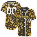 customized pittsburgh pirates tropical hibiscus seashells black jersey best selling