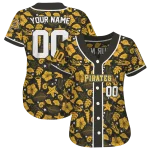 customized pittsburgh pirates tropical hibiscus seashells black jersey best selling