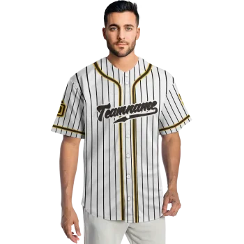 customized san diego padres pinstripe lines white jersey fashion forward