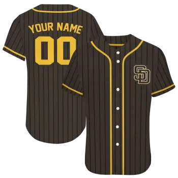 customized san diego padres stripe pattern brown jersey best selling
