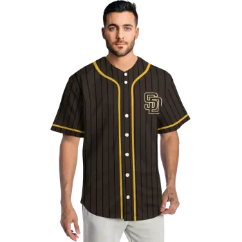 customized san diego padres stripe pattern brown jersey fashion forward