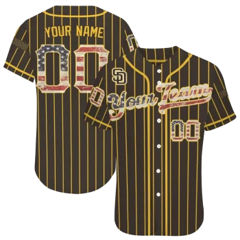 customized san diego padres vertical stripes brown jersey best selling