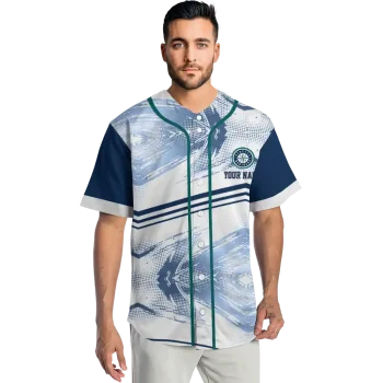 customized seattle mariners arrow fade navy blue white jersey fashion forward