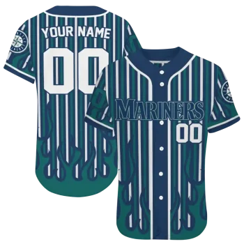 customized seattle mariners blazing stripes navy blue jersey best selling
