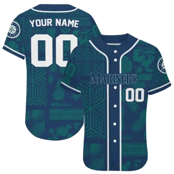customized seattle mariners pineapple palm geo navy blue jersey best selling