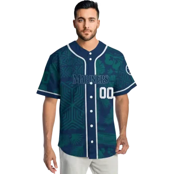 customized seattle mariners pineapple palm geo navy blue jersey fashion forward