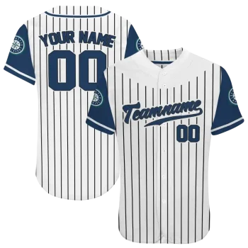 customized seattle mariners pinstripe navy blue white jersey best selling