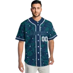 customized seattle mariners tropical hibiscus seashells navy blue jersey best selling
