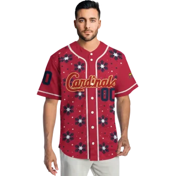 customized st louis cardinals snowflake festive red jersey fashion forward