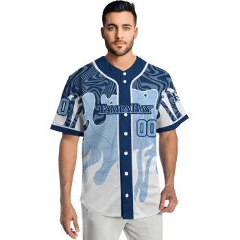 customized tampa bay rays pattern drip navy white jersey fashion forward