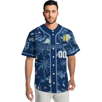 customized tampa bay rays sailboat island navy jersey fashion forward