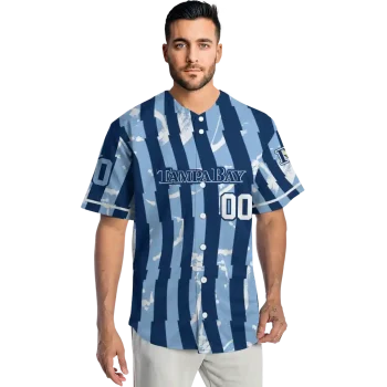 customized tampa bay rays stripe paint navy jersey fashion forward