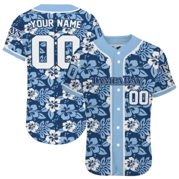 customized tampa bay rays tropical hibiscus light blue jersey best selling