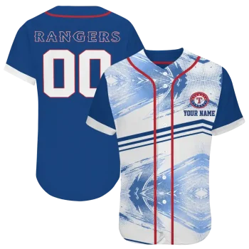 customized texas rangers arrow fade blue white jersey best selling