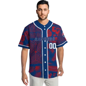 customized texas rangers pineapple palm geo blue jersey fashion forward