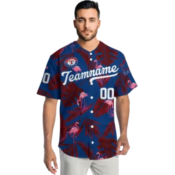 customized texas rangers tropical flamingo blue jersey fashion forward