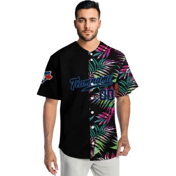 customized toronto blue jays palm leaf black jersey fashion forward