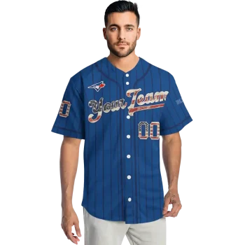 customized toronto blue jays vertical stripes blue jersey fashion forward