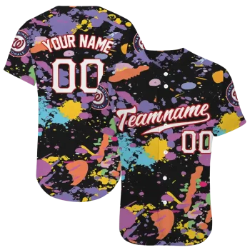 customized washington nationals paint splatter black jersey best selling