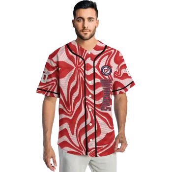 customized washington nationals psychedelic curves red jersey fashion forward