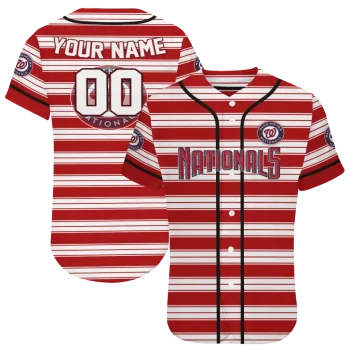 customized washington nationals stripe layers red white jersey best selling