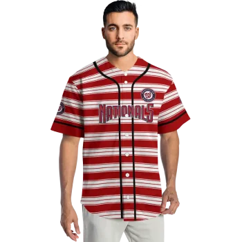 customized washington nationals stripe layers red white jersey fashion forward