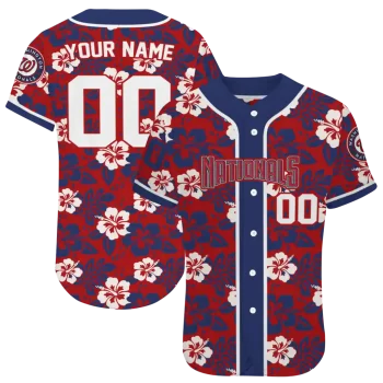 customized washington nationals tropical hibiscus blue jersey best selling