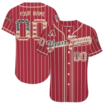 personalized arizona diamondbacks vertical stripes red jersey best selling